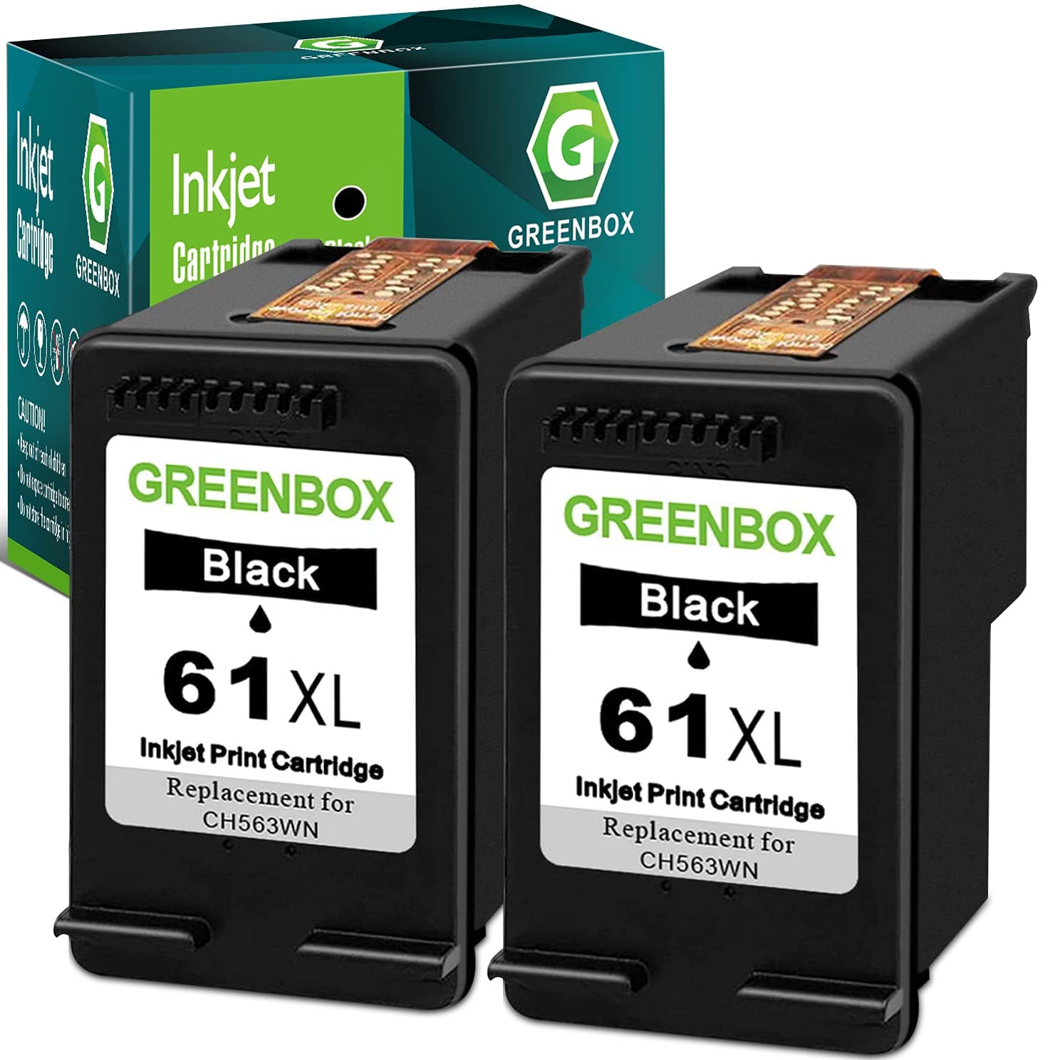 61XL Black Ink Cartridges Combo Pack Replacement for HP 61 Ink for Envy 4500 5530 4502 Officejet 4630 4635 Deskjet 1000 1010 Printer, 2 Pack