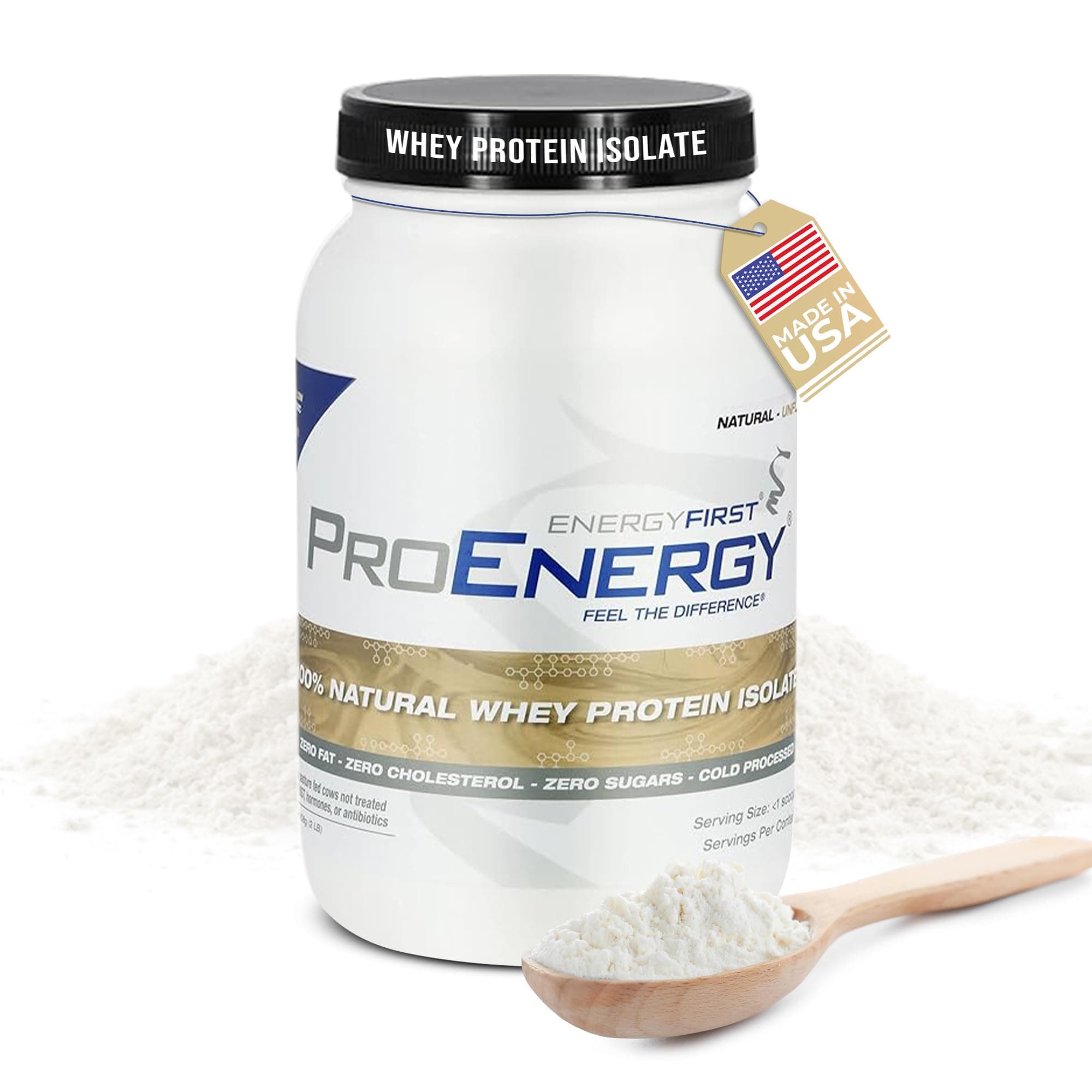 Natural Grass Fed Whey Protein Isolate Powder, Unflavored Protein Powder, ProEnergy Protein Shake for Meal Replacement & Post Workout Recovery, Non-GMO, Sugar & Gluten Free 36 Servings