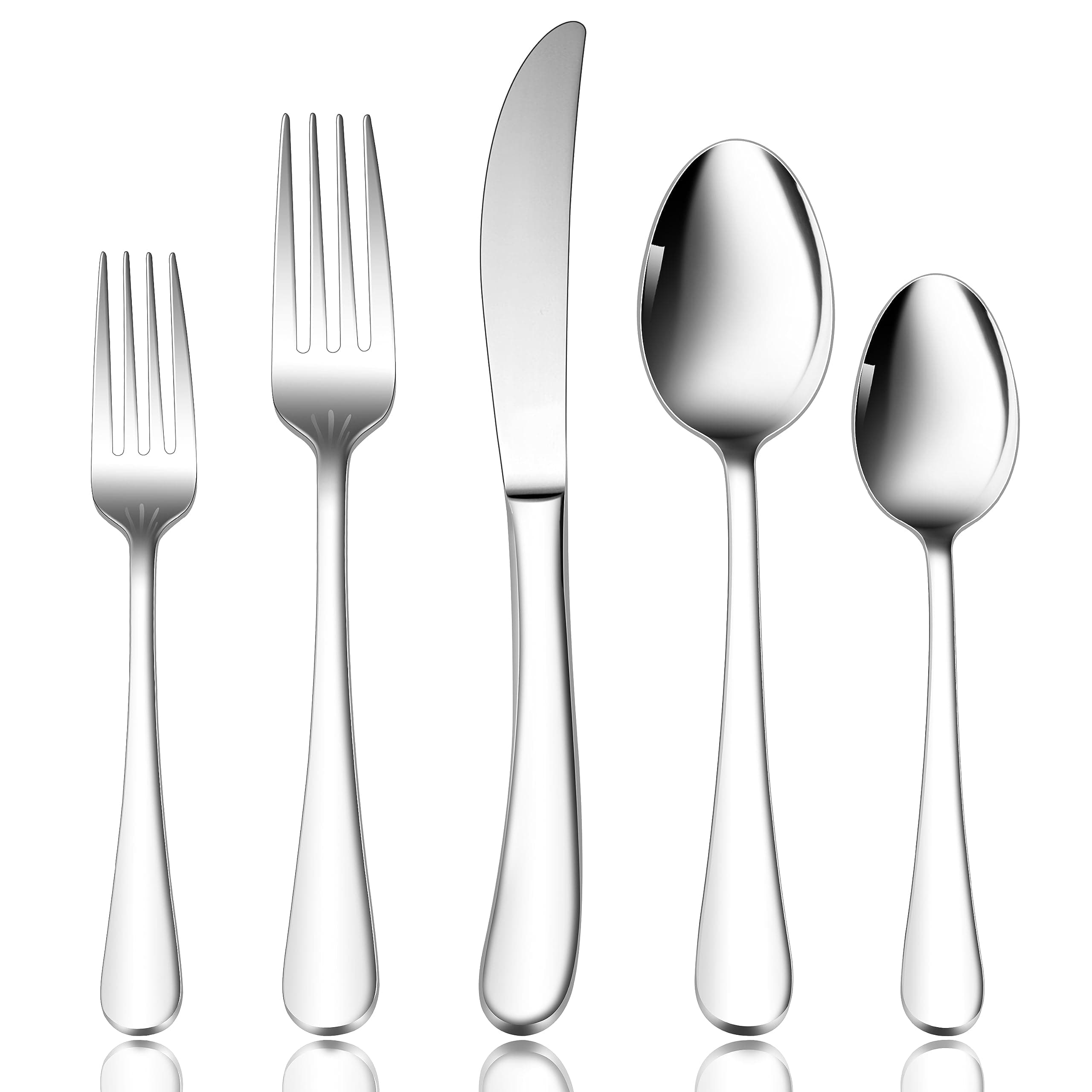 HaWare Heavy Duty Silverware Set, 40-Piece Stainless Steel Utensils Include Knives Forks Spoons Service for 8, Metal Thickness Flatware for Home Restaurant, Mirror Polished, Dishwasher Safe