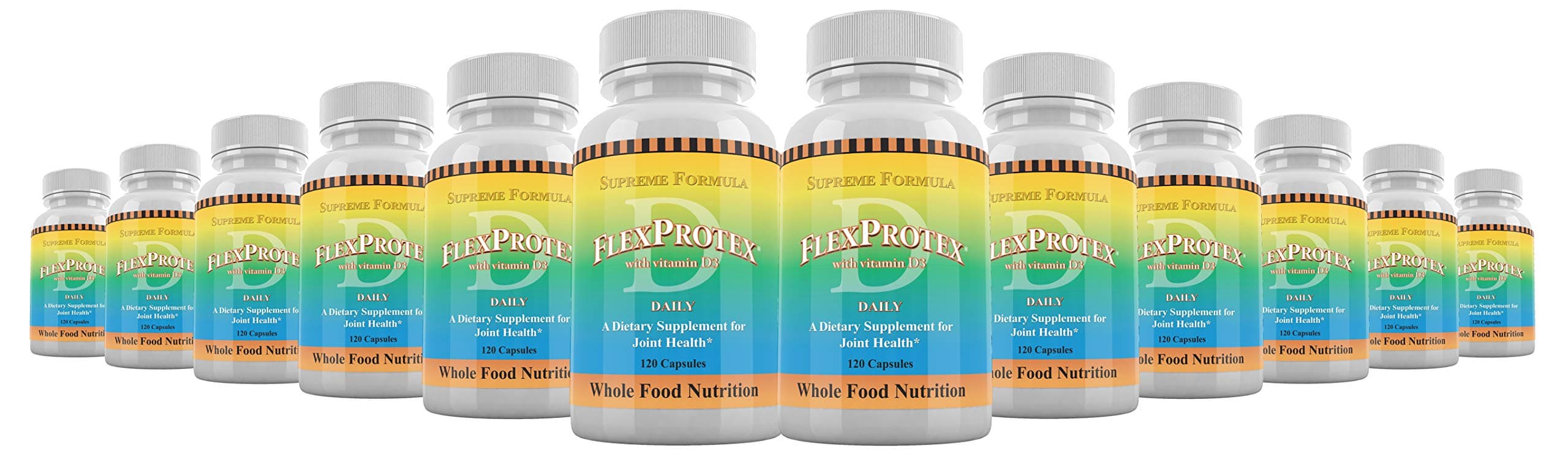 FlexProtex D Joint Muscle Support 12 Bottles Plus 1 Bottle Daily Marine Coral Calcium 90 Capsules