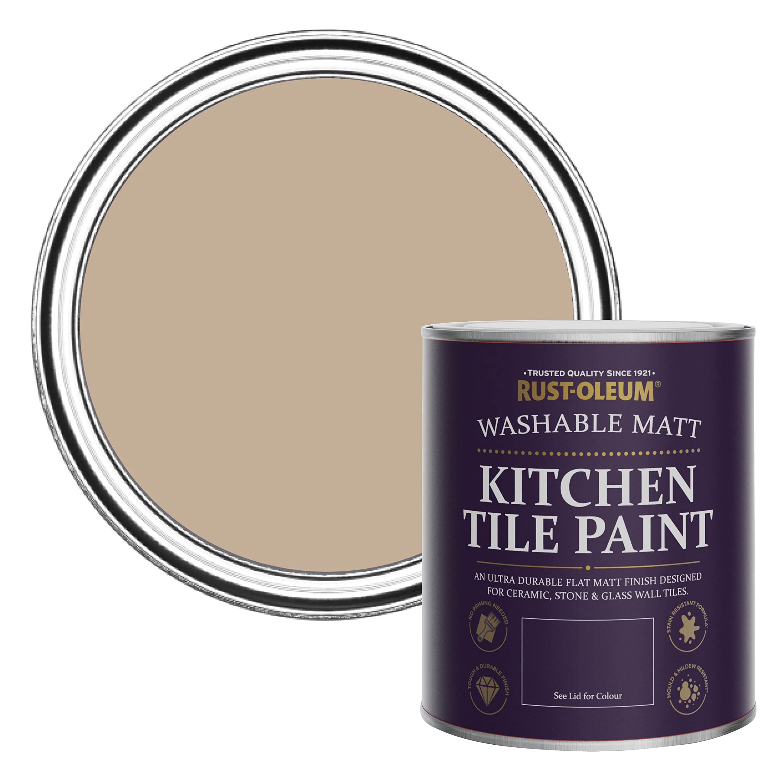 Brown water resistant Kitchen Tile Paint in Matt Finish - Salted Caramel 750ml