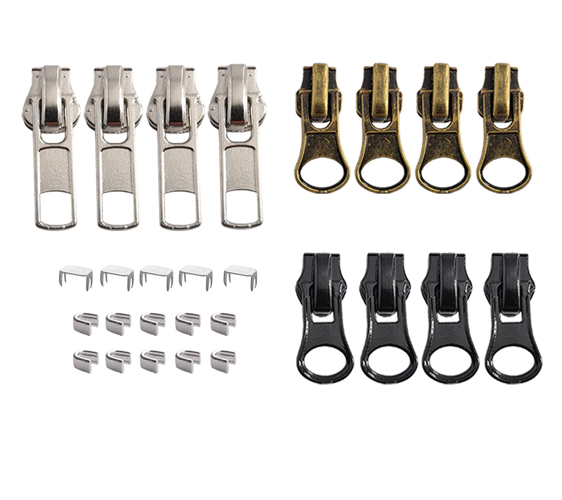 Meikeer 12-Piece #5 Universal Zipper Slider Replacement Kit - Includes Sliders for Easy Repair of Metal, Plastic, and Nylon Coil Luggage, Bags, and Jackets