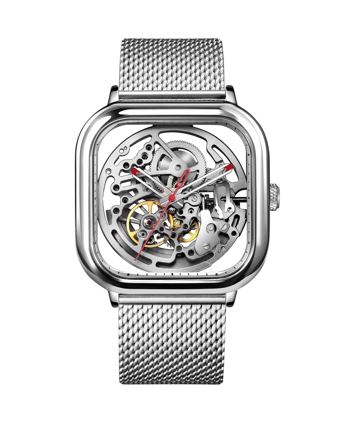 Automatic Mechanical Watch - C Series Fully Skeletonized Wristwatch for Men and Women Skeleton Style Stainless Steel Sapphire Glass with Milanese & Leather Straps
