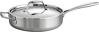 Tramontina Signature Tri-Ply Clad Stainless Steel 3-Quart Saute Pan with Lid, Induction-Ready Cooking Pan, Dishwasher-Safe, NSF-Certified, Made in Brazil