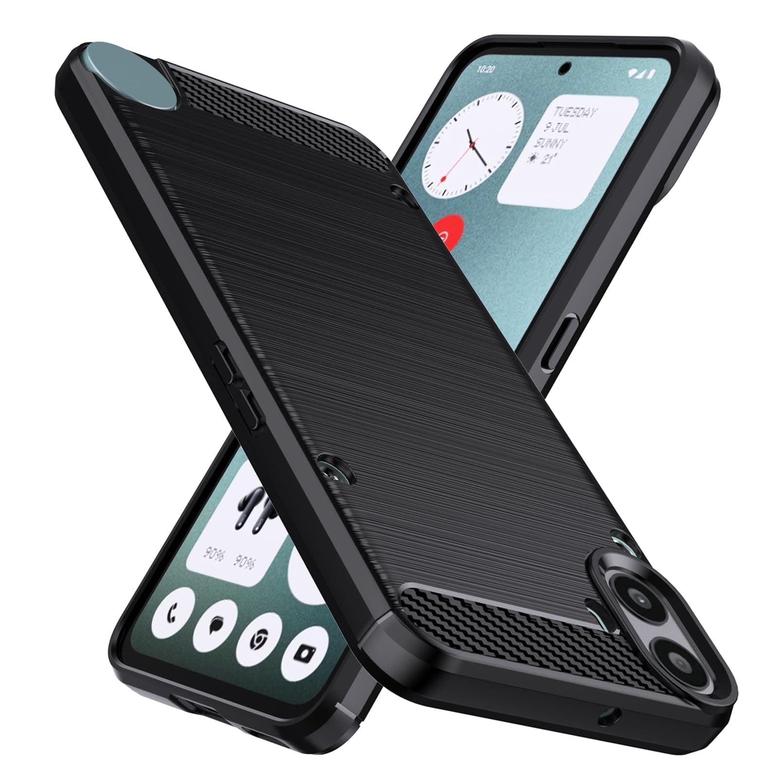 Designed for Nothing CMF Phone 1 Case,Flexible TPU [Brushed Texture] [Anti-Slip] Shockproof Military Protection Bumper Phone Case,Slim Case Cover for Nothing CMF Phone 1,Black