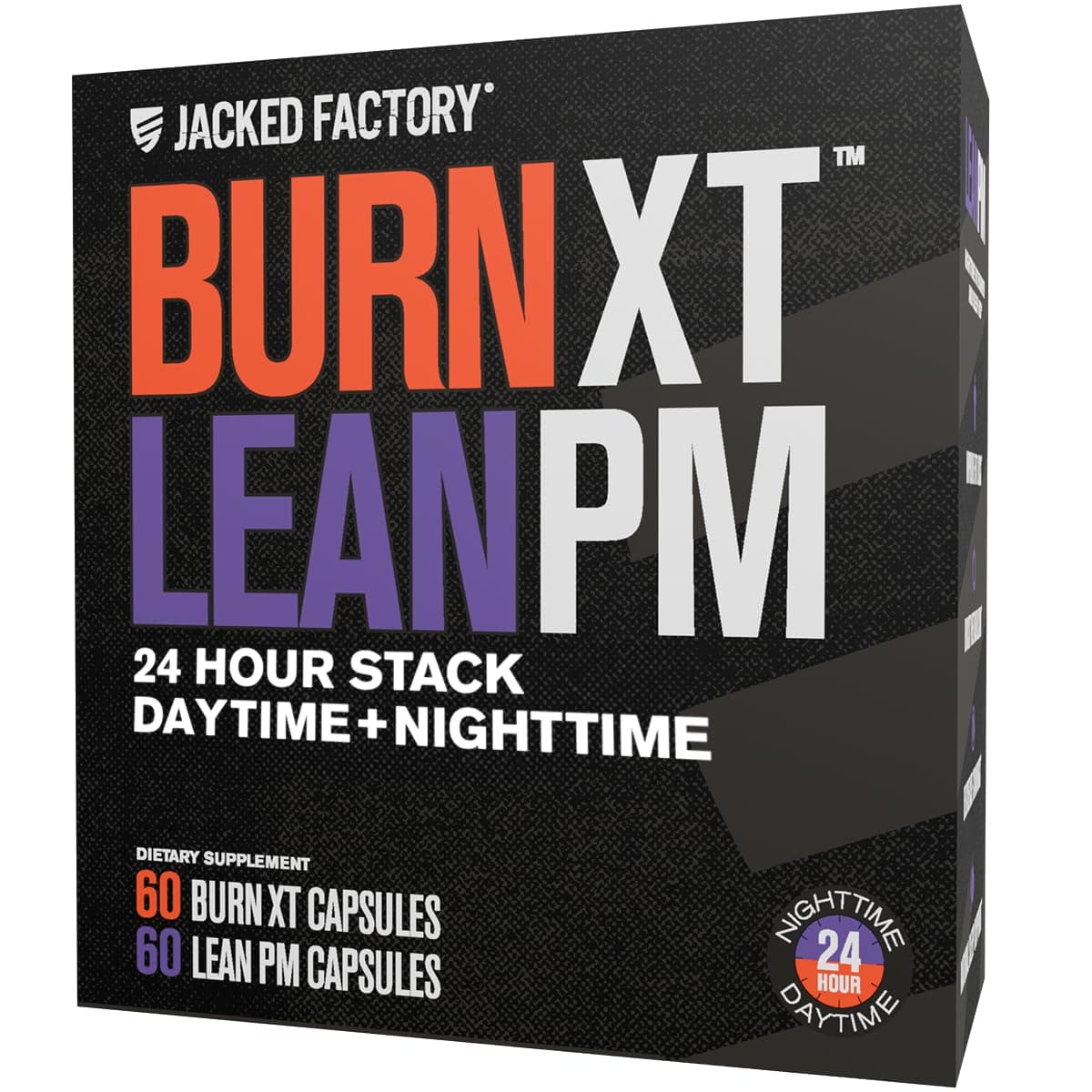 Jacked Factory Burn-XT + Lean-PM Kit - 24-Hour Weightloss Stack w/Clinically Studied Thermogenic Fat Burner & Nighttime Weight Loss Sleep Aid - 60 Count, 2 Pack