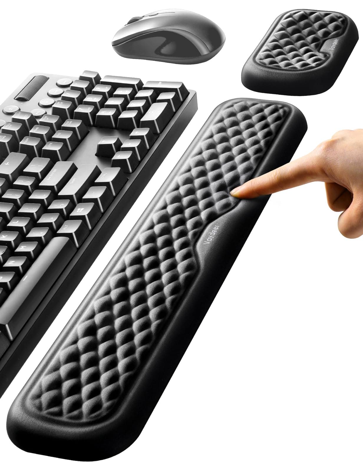 Keyboard and Mouse Wrist Rest Pad Set Padded Memory Foam Hand Rest Support for Office, Computer, Laptop, Mac Typing and Wrist Pain Relief and Repair(Large Set)