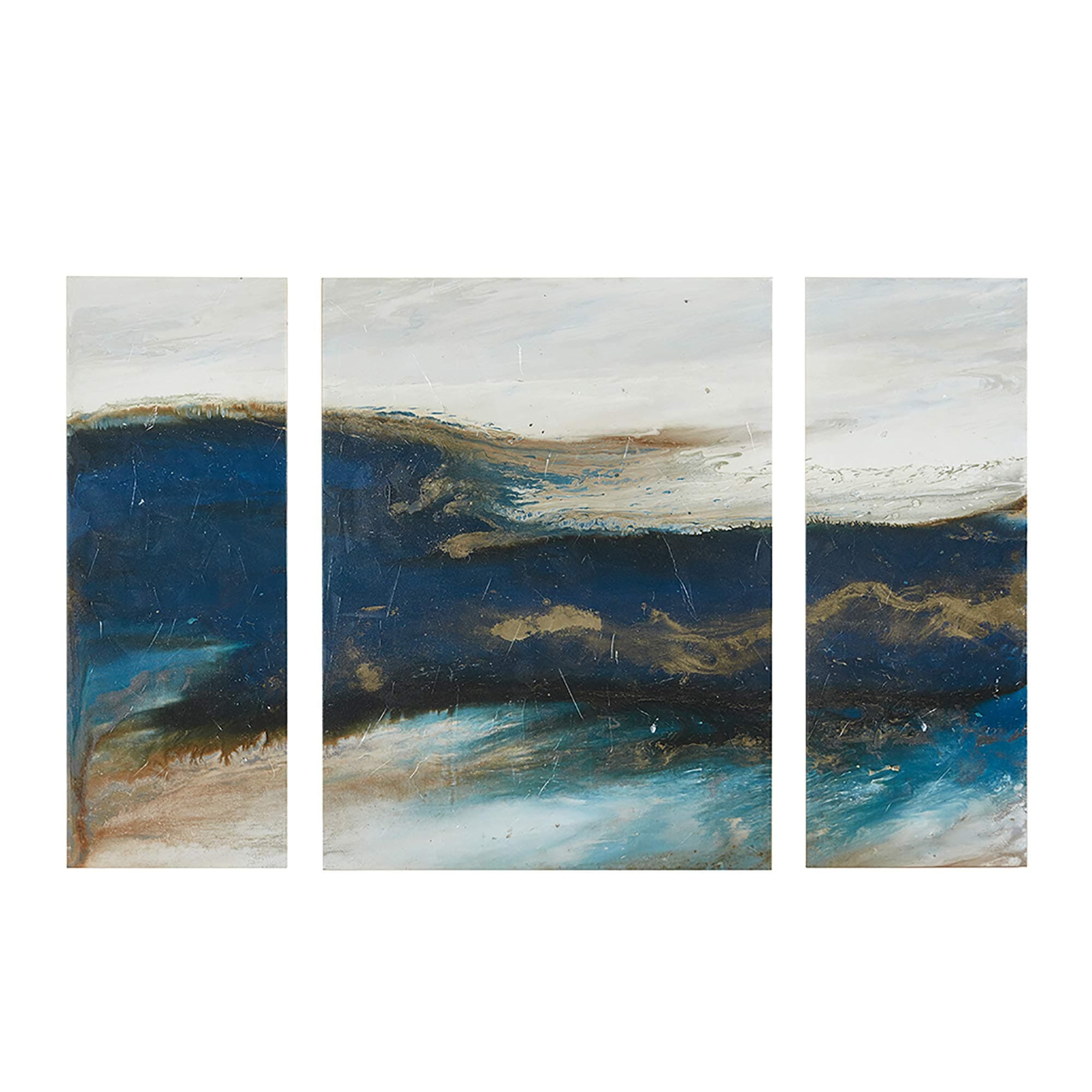 Ink+Ivy Rolling Waves Abstract Blue White Canvas Wall Art 24X32, Abstract Modern/Contemporary Wall Décor