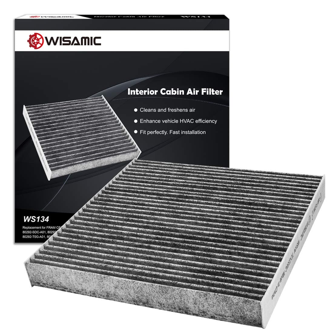 WISAMIC Cabin Air Filter Replacement for Honda & Acura includes Activated Carbon WS134 (CF10134), Replace 80292-SDA-A01