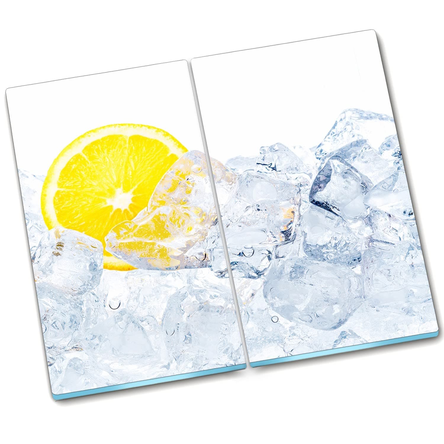 Decormat Cutting Board Stove Cover Protective Board Protective Board Splash Protection Kitchen Hardened Glass 2x30x52 cm - ice Cubes -zitron