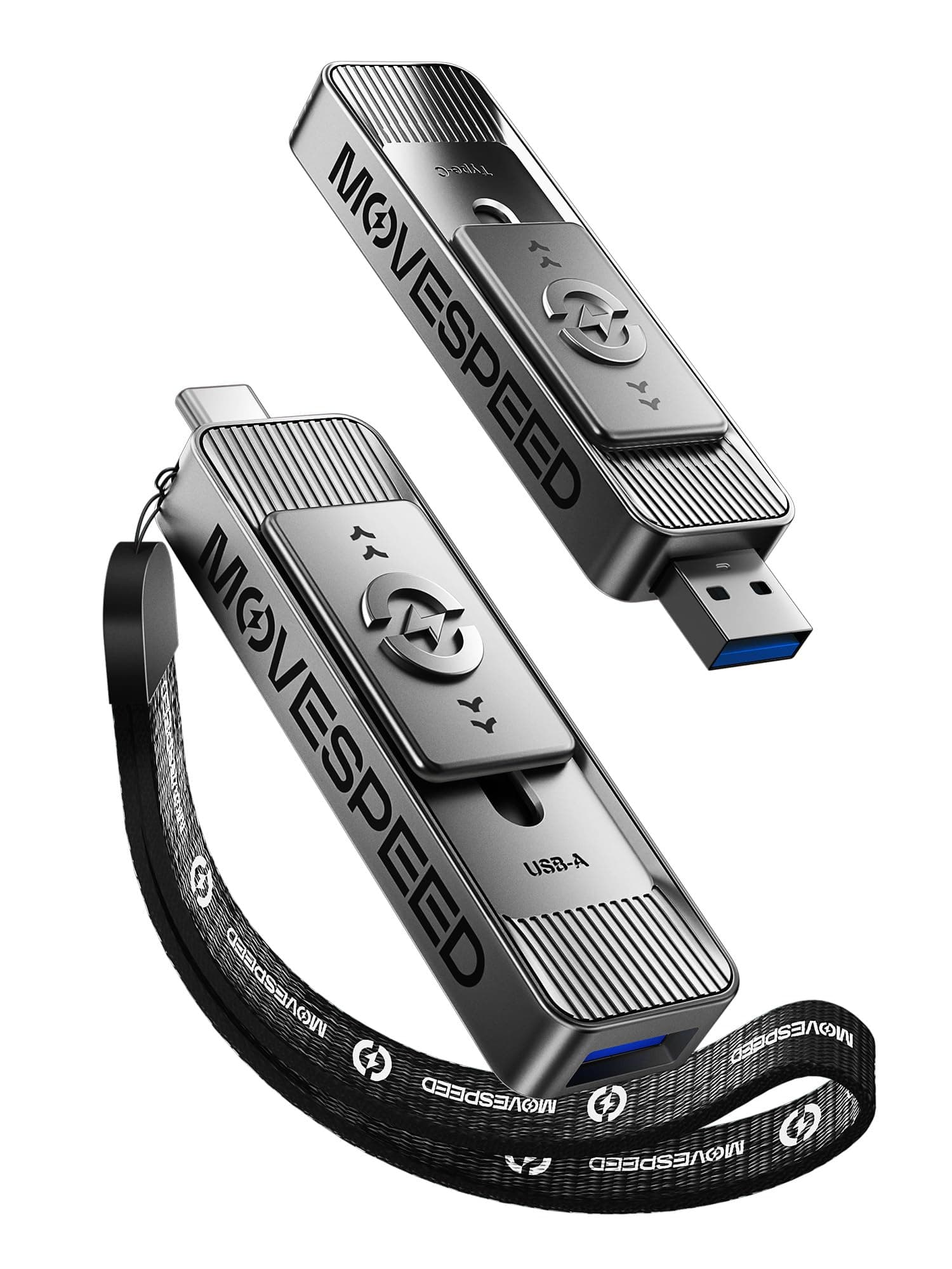 MOVE SPEED 1TB USB Drives, ThumbDrive with Dual Ports & Push-Pull Design — 560MB/s Read Speed, Type C + USB 3.2 Drive Portable ssd for iPhone 15/16/17/Android/Mac