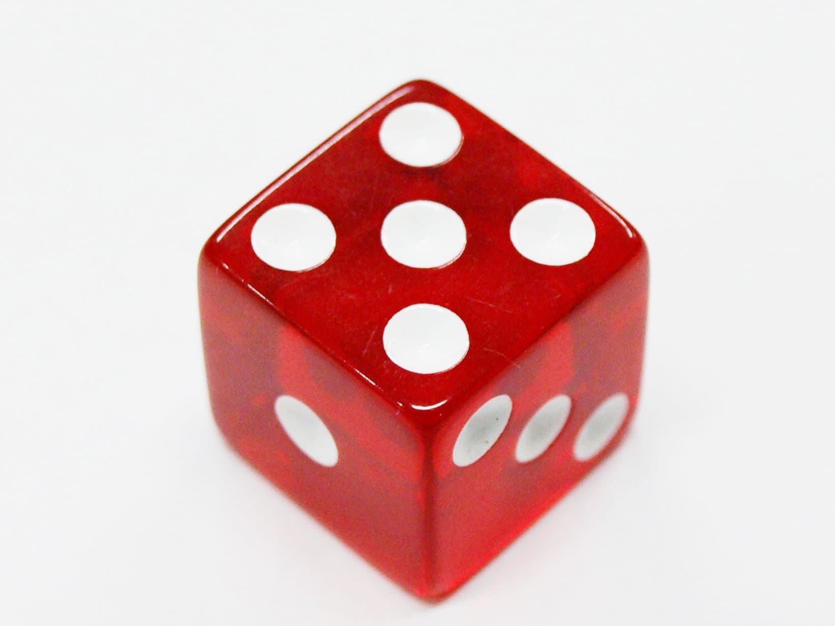 16mm d6 Red Translucent Square Edge Dice with Pips