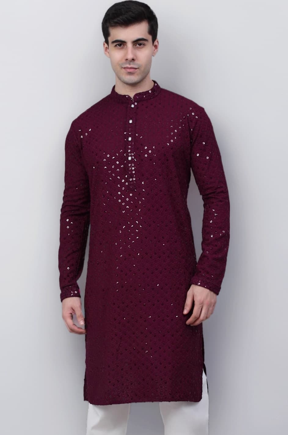Jompers Men's Chikankari Embroidered and Sequence Kurtas