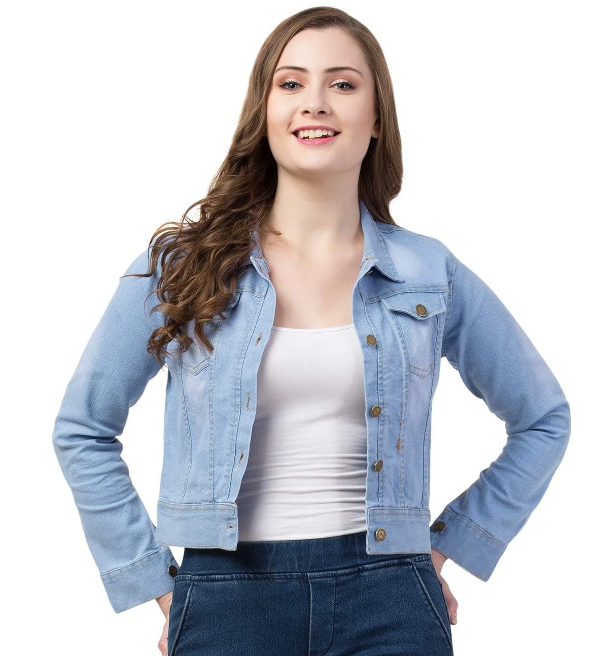 FUNDAY FASHION Full Sleeve Blue Solid Women's Denim Jacket