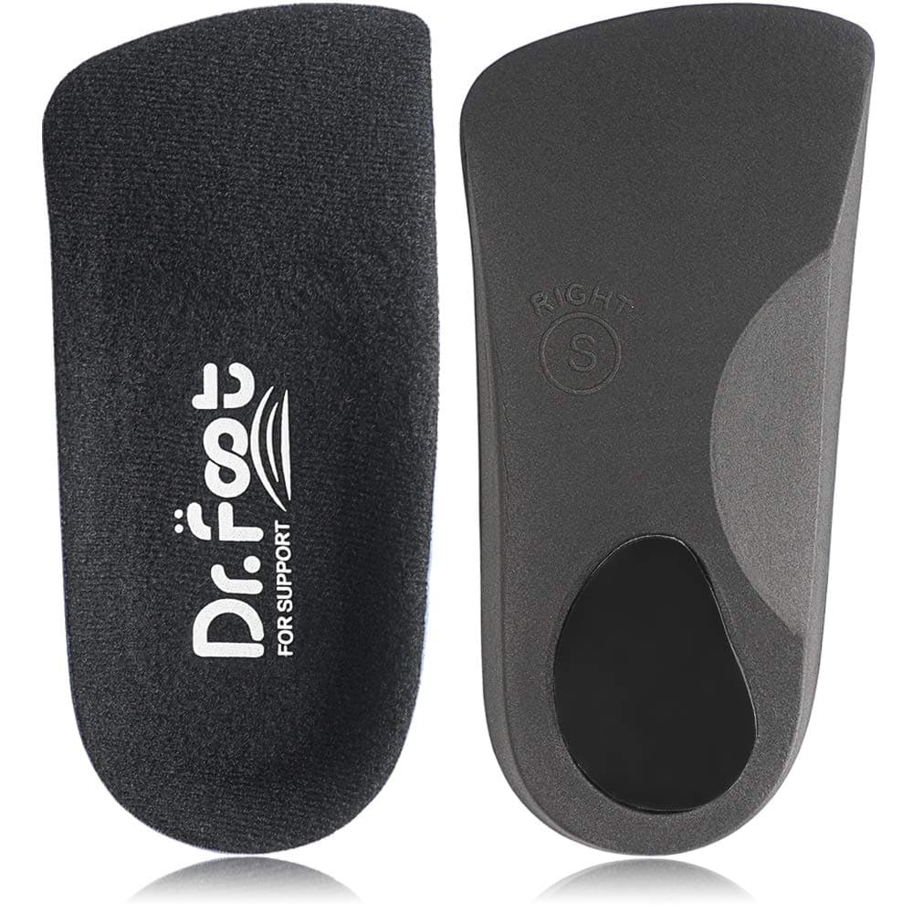 Dr. Foot's 3/4 Length Orthotic Inserts, Self-Adhesive Half Shoe Insoles for Flat Feet, Plantar Fasciitis, Fallen Arches, Over-Pronation, Heel Spurs, Feet Fatigue (X-Small)