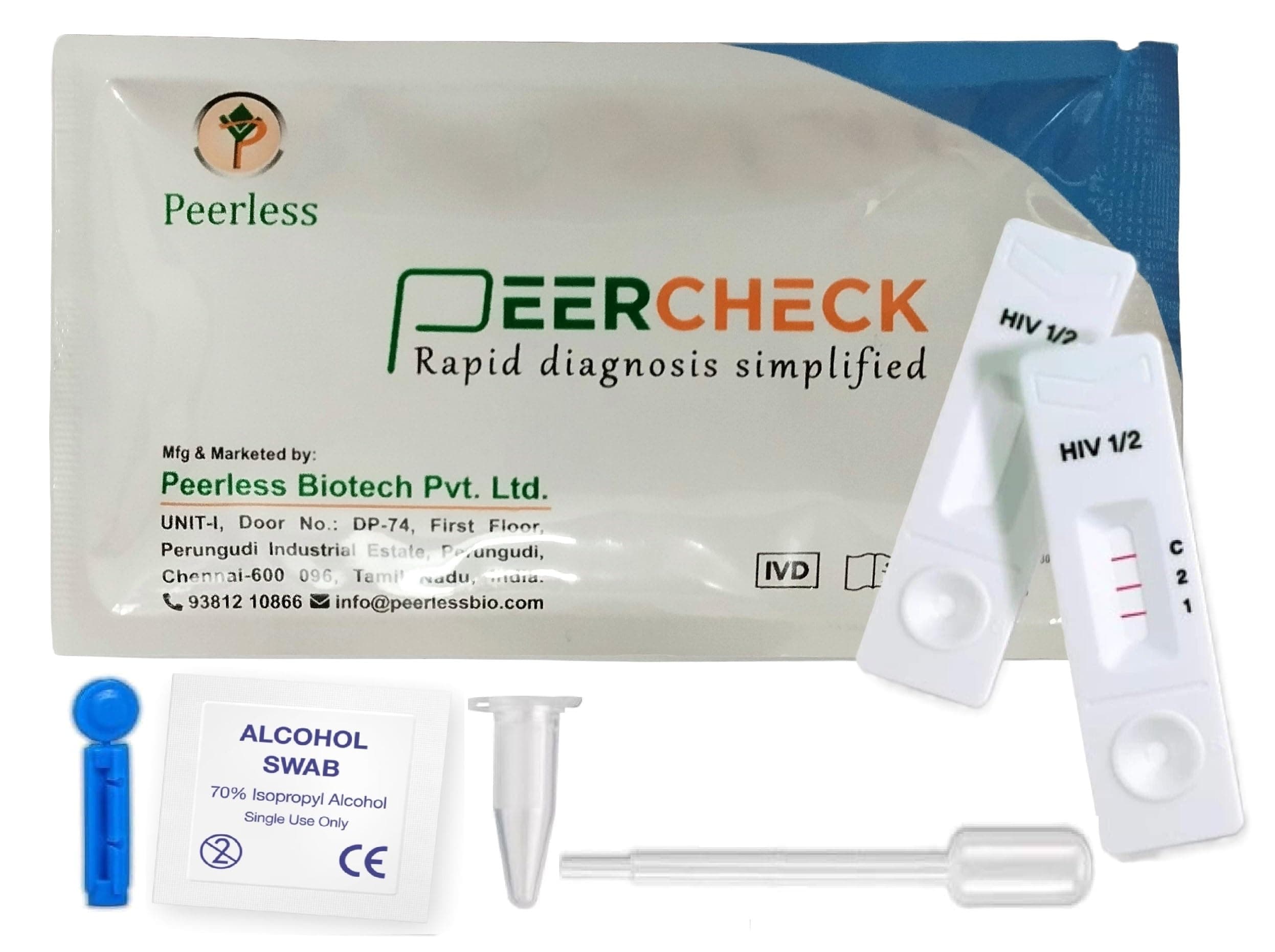 1 step HIV test Kit for home. 3rd generation. - white