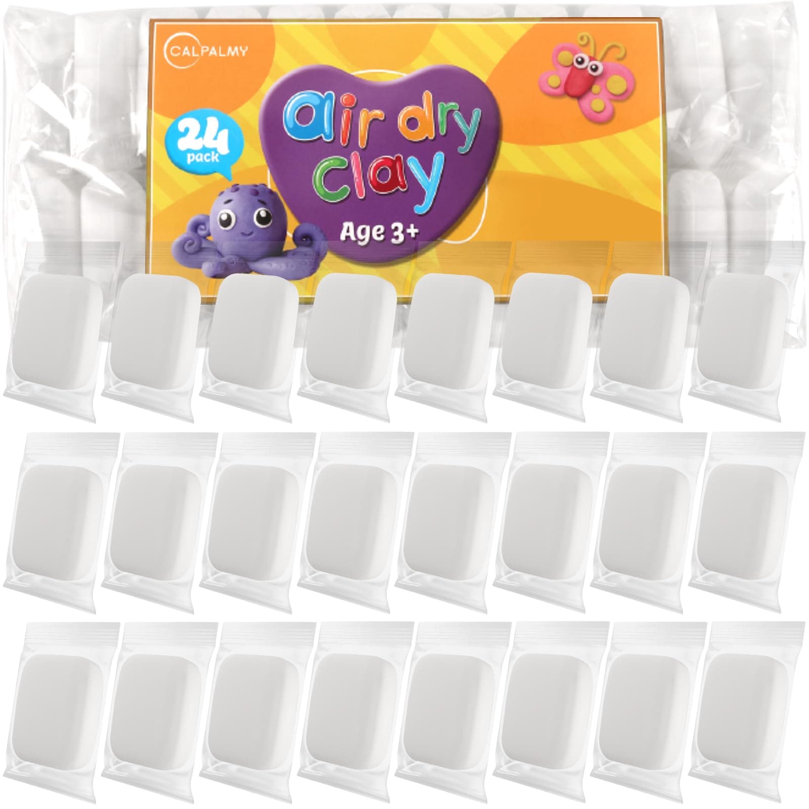 CALPALMY Air Dry Clay (8.5oz), Bulk 24-Pack White Moldable Foam Clay, Airdry Soft Clay for Kids Gifts Partty and School Project Supplies, Perfect for Crafts Cosplay Sculpting and Artistic Projects