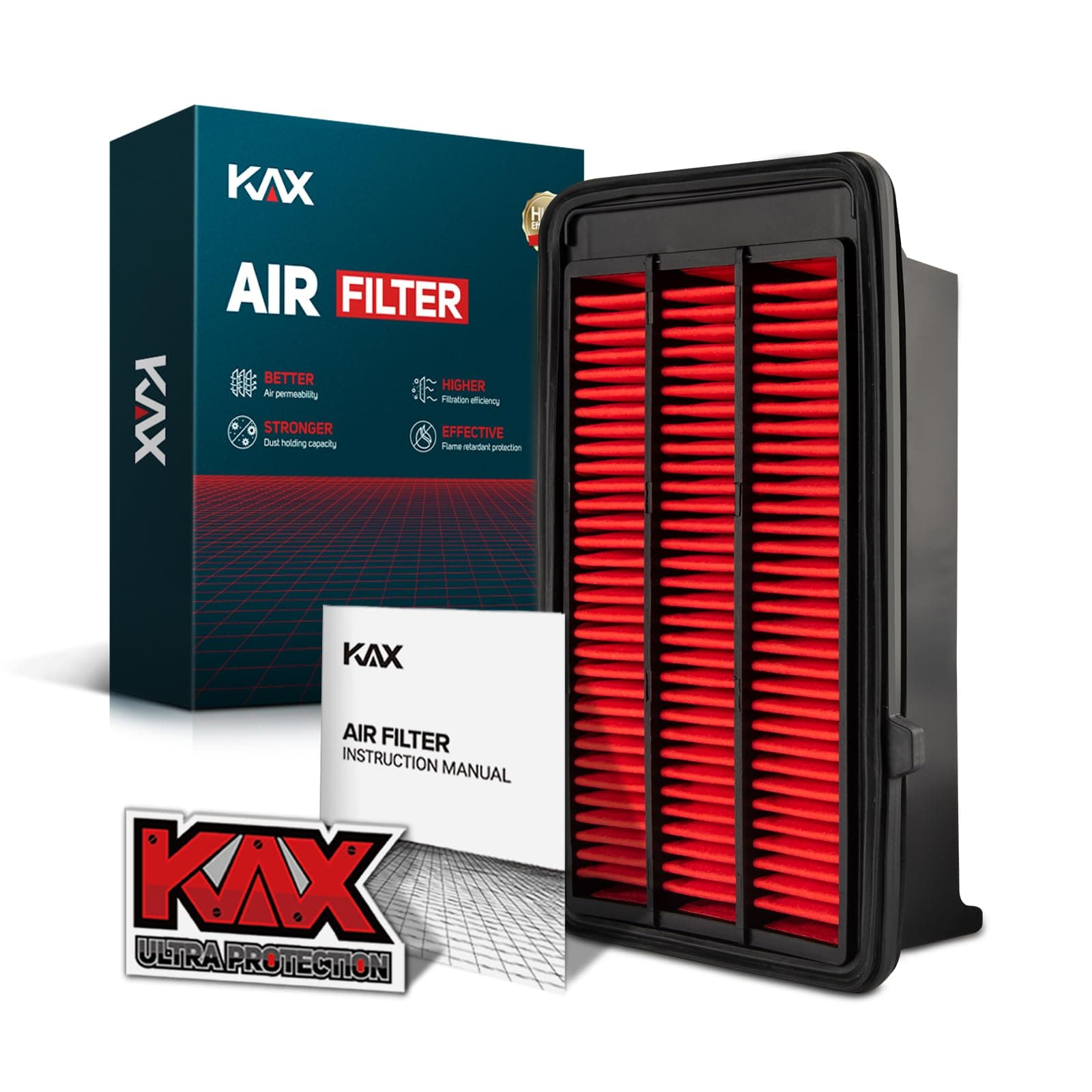 KAX Premium Engine Air Filter, GAF068 (CA12050) Replacement for Civic L4 1.5L 2016 2017 2018 2019 2020 2021, CR-V L4 1.5L 2017-2023, 200% Longer Life
