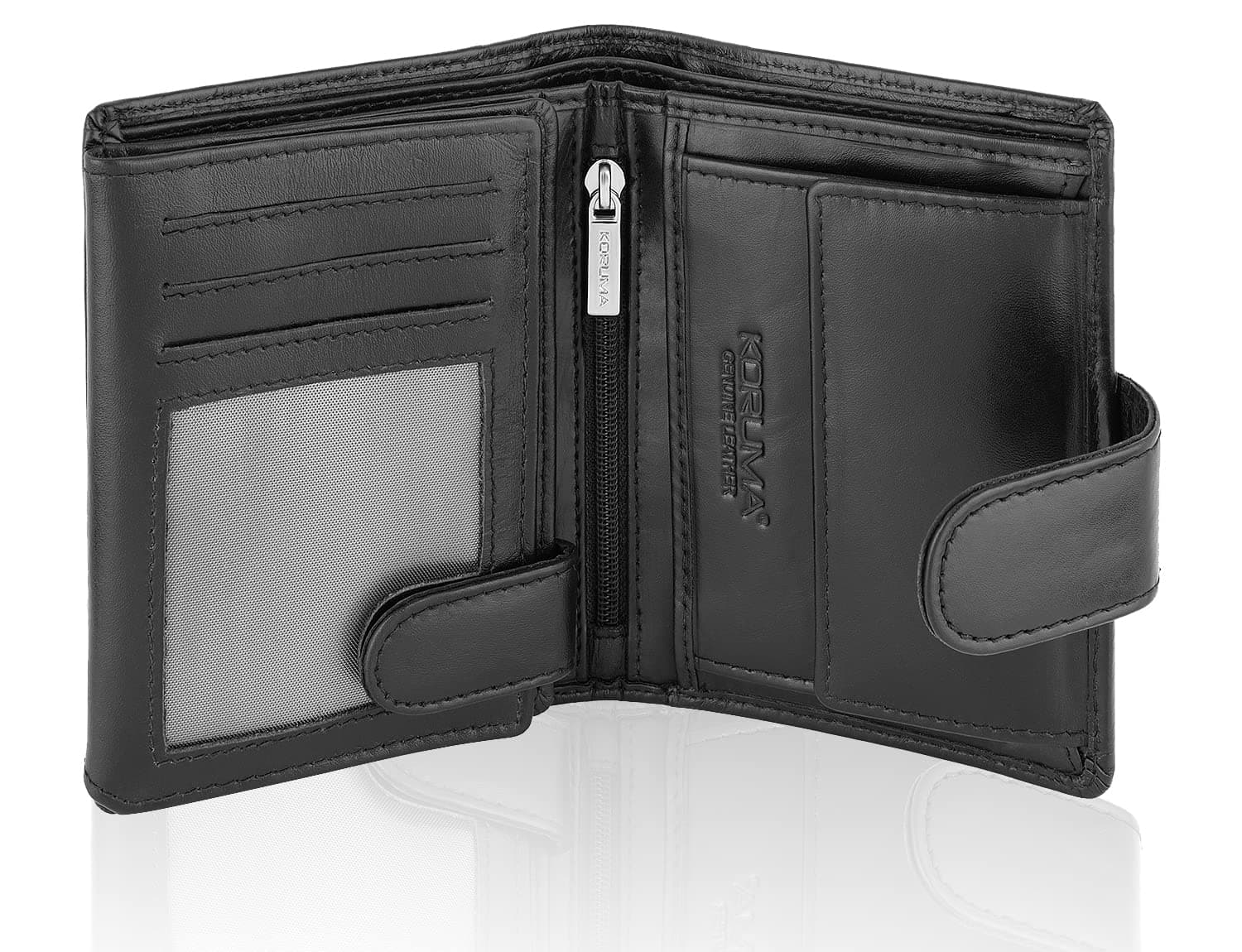Quality RFID Blocking Leather Men Wallet with Coin Pocket (Black)