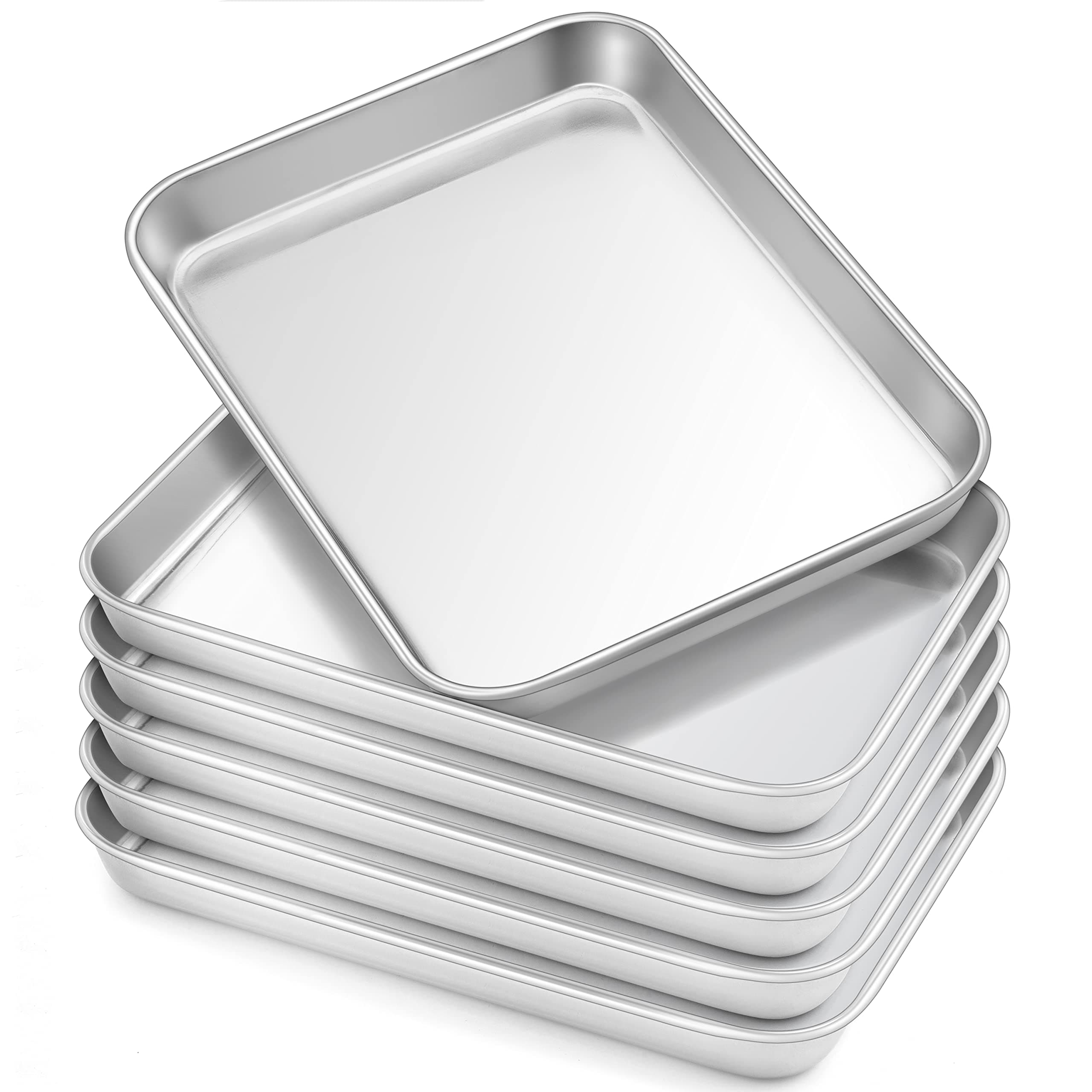 HaWare 7.3" x 5.3" x 0.8" Kids Plates, 6-Piece Stainless Steel Toddler Plates, Metal Dinner Dish for Children, Feeding Baking Camping Tray, Reusable Dinnerware, Non-toxic, Oven Safe & Dishwasher Safe