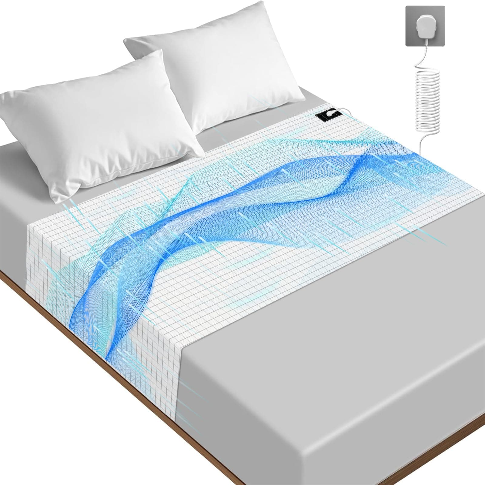 Grounding Bed Sheet, Grounding Mat Earthing UK with 10% Silver Fiber & 90% Organic Cotton for Improved Sleep Pain Relief and Healthy Earth Energy Mat (99X203cm)