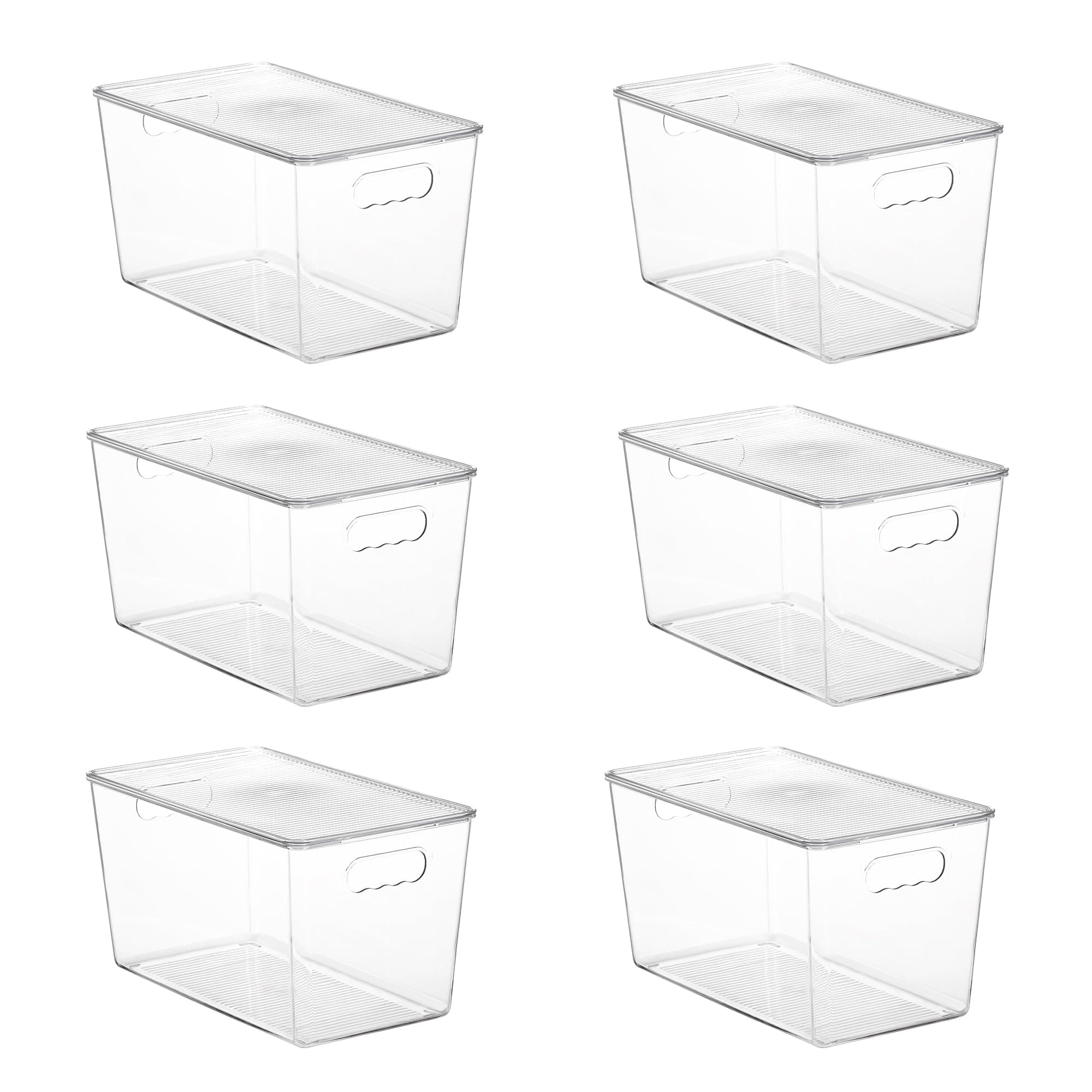 6 Pack Clear Stackable Storage Bins with Lids,XLarge Plastic Containers with Handle for Pantry Organizer and Storage,Perfect for Kitchen,Fridge,Cabinet, Closet,Bathroom Organization