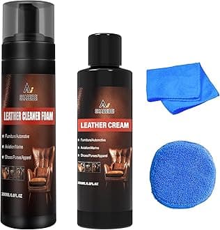 SHABEIBEI Leather Cleaner and Conditioner Kit for Car Seats and Interiors Seats, Boots, Bags Works on Natural, Synthetic, Pleather, Faux Leather