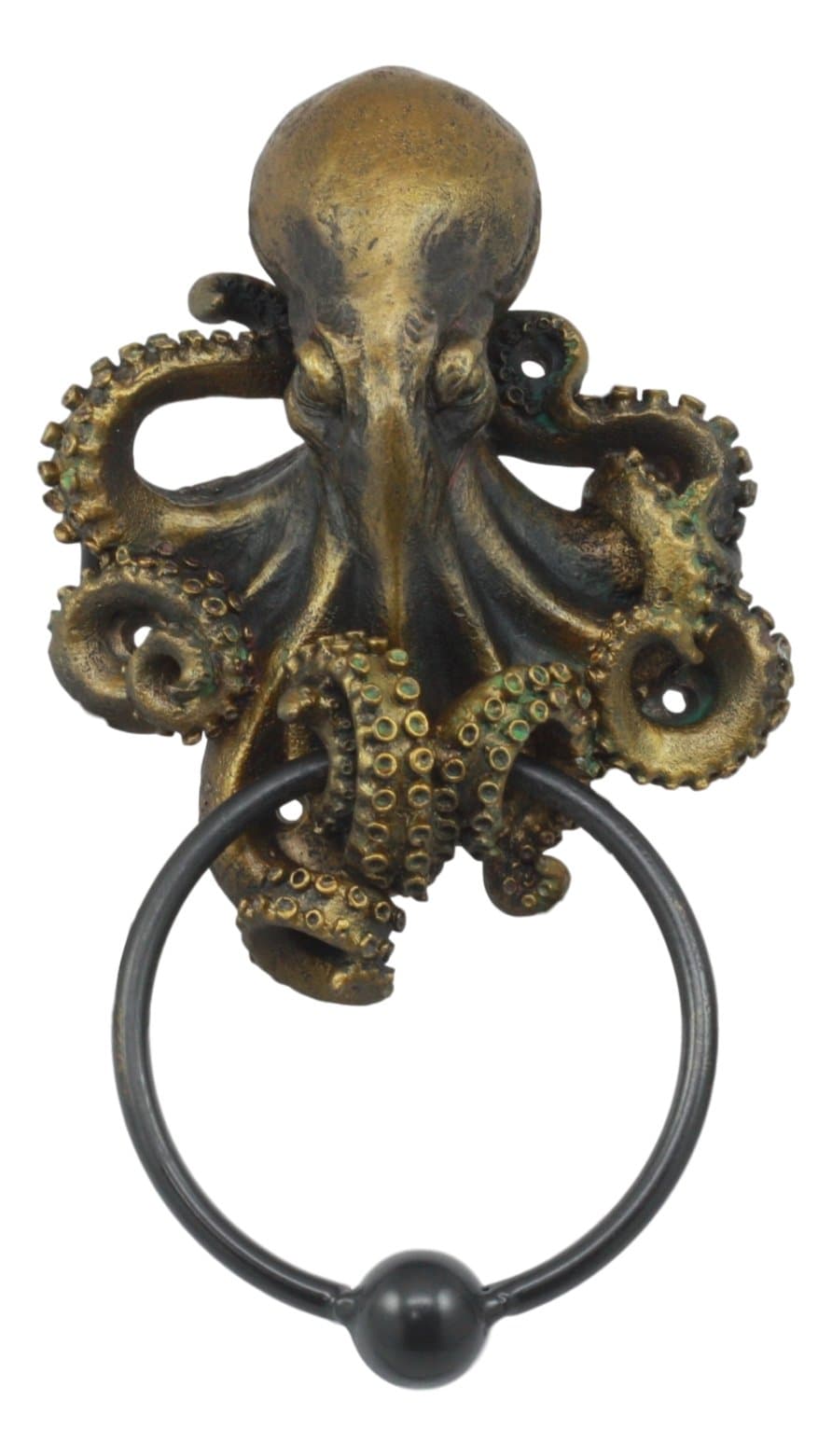 Pacific Giftware Nautical Gothic Mythical Sea Monster Deep Ocean Creature Octopus Kraken Cthulhu Decorative Door Knocker Wall Mount Polyresin Figurine 8.5" H