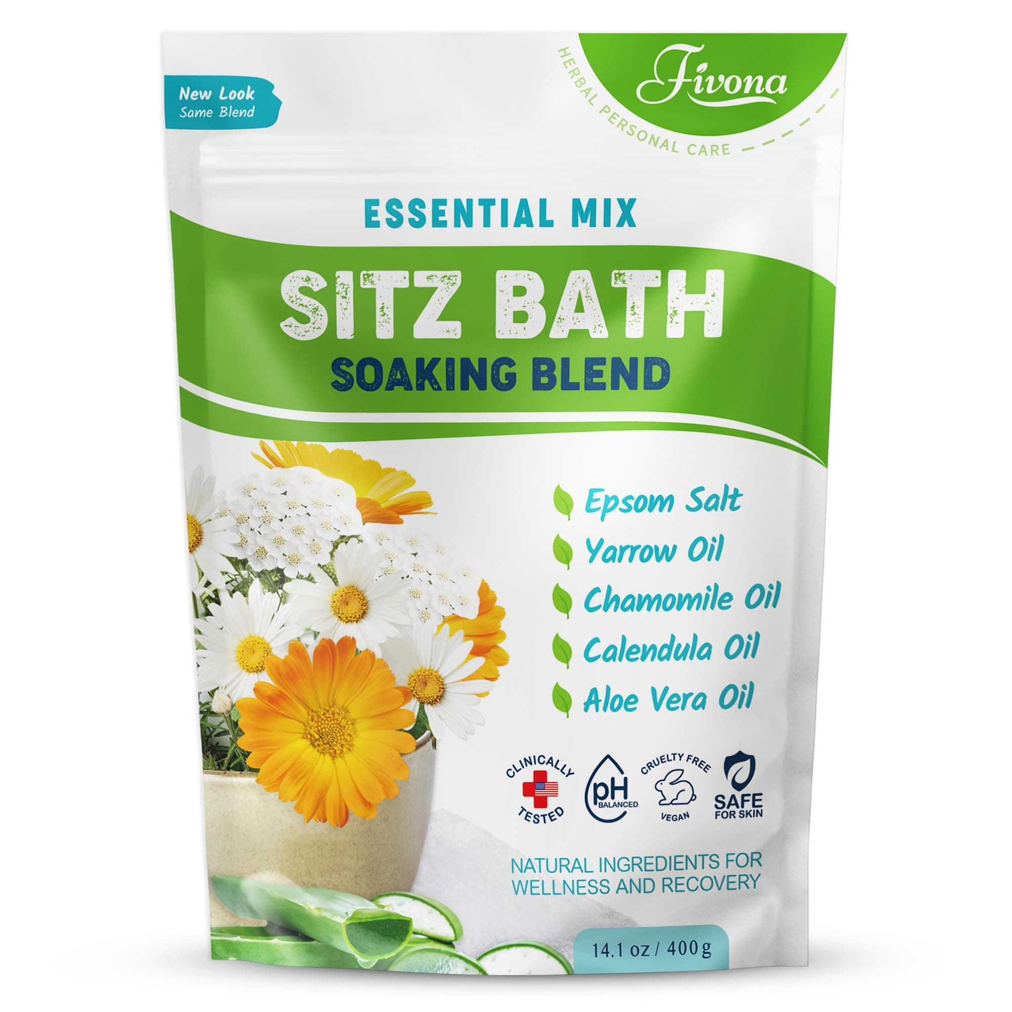 Sitz Bath Epsom Salt All Natural Blend with Pure Essential Oils for Hemorrhoid and Postpartum Soaking by Fivona