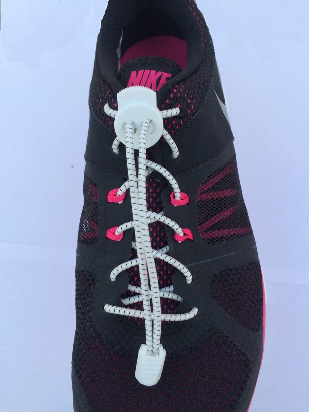 Slide Locking Laces Elastic Shoelace Lock and Fastening System (White)