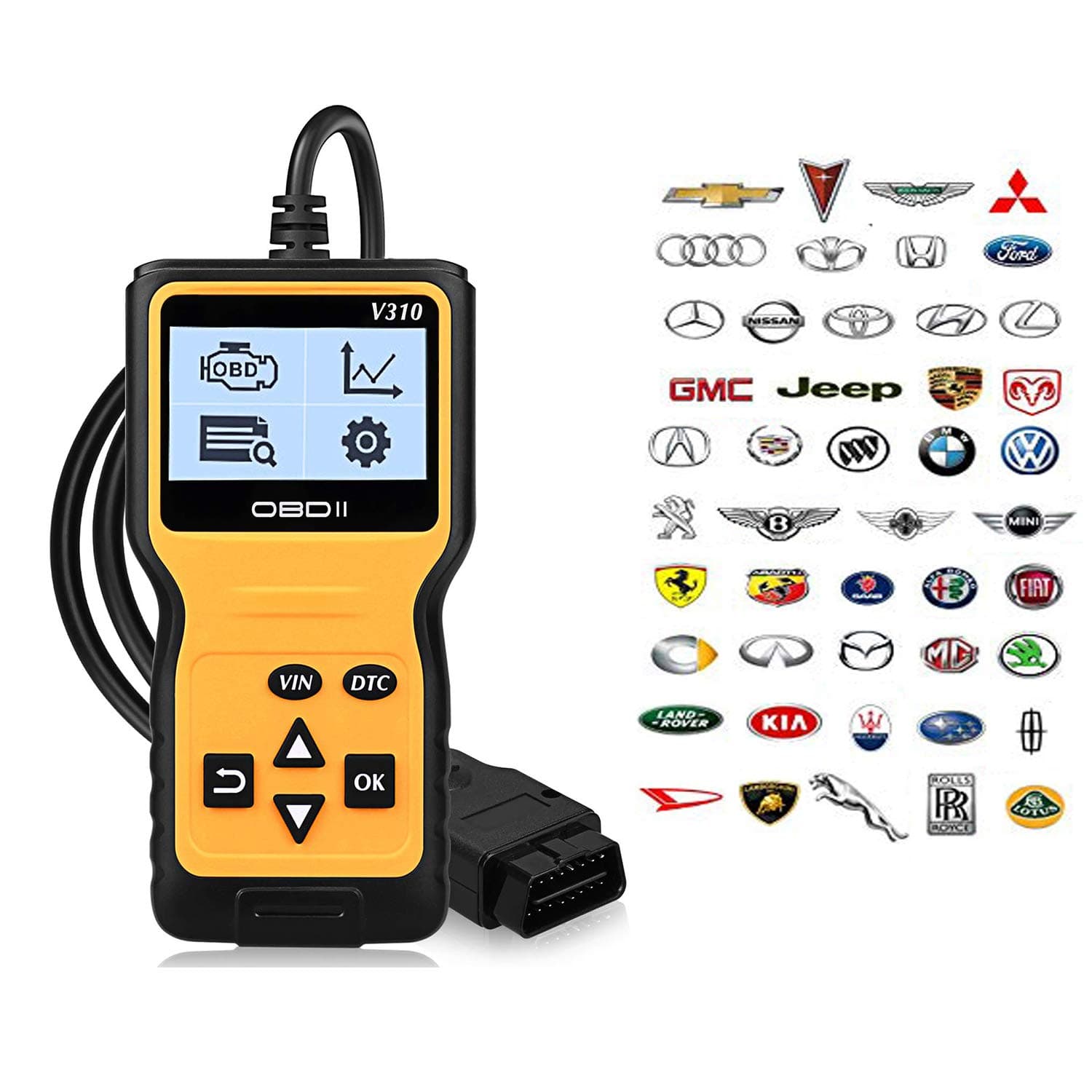 LUCKYDIY OBD2 Reader V310 Universal OBD II Car Diagnostic Scanner Tool for Car Engine OBD-II/EOBD Automotive Vehicle Engine Fault Code Reader CAN Diagnostic Scan Tool