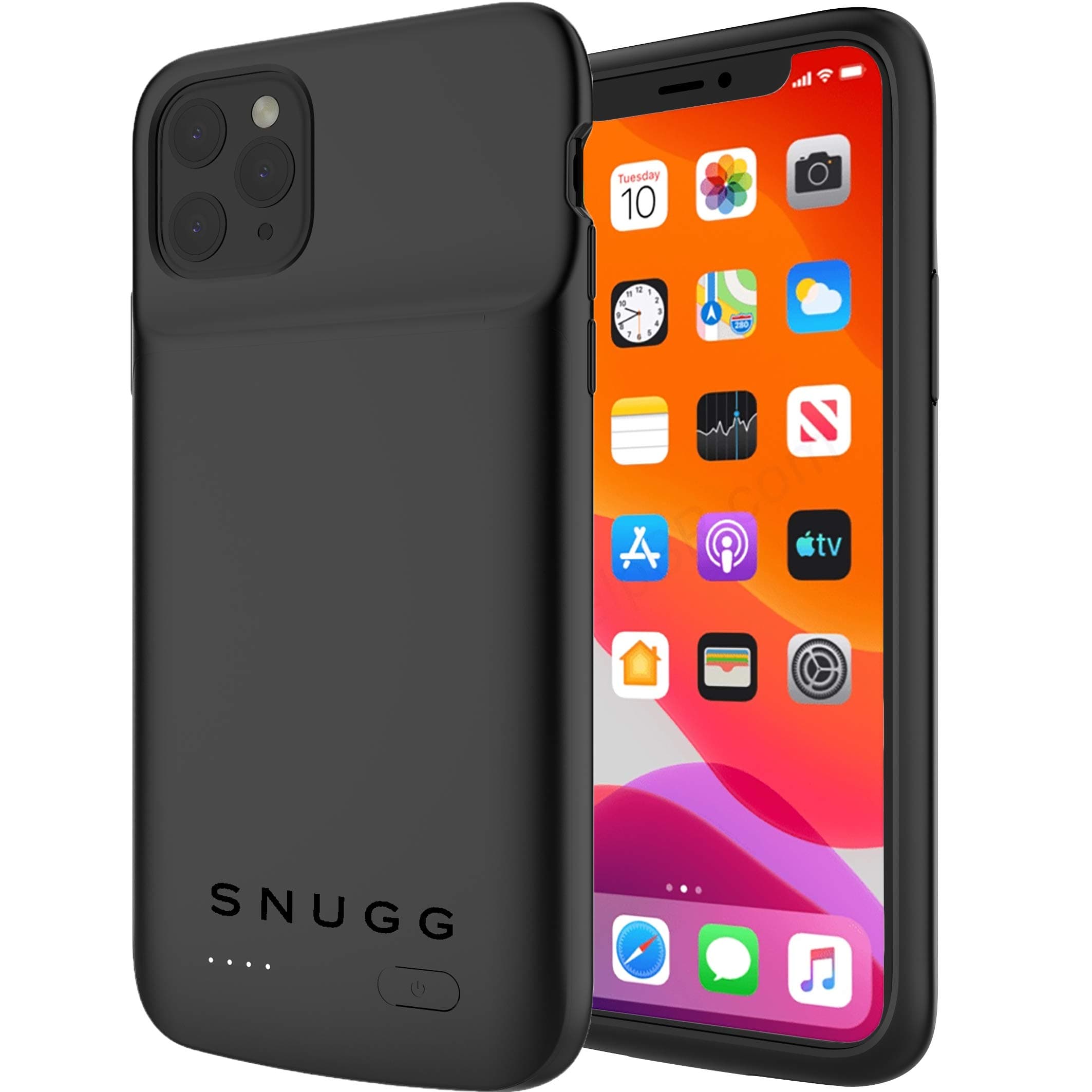 Snugg iPhone 11 Pro Max Ultra Slim Battery Case – Fast Charging Portable Protective Charging Cover in Blackest Black…