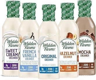 Coffee Creamers Variety Pack - Original, Sweet Cream, Mocha, Hazelnut & French Vanilla – Zero Calorie, Dairy-Free, Low Carb, Keto-Friendly, Sugar-Free – 5-Pack, 12 oz Bottles