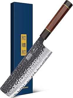 HOSHANHO 7 Inch Nakiri Knife, Japanese Hand Forged Asian Chopping Chef Knife, Professional Meat Vegetable Cleaver Kitchen Knife with Ergonomic Handle