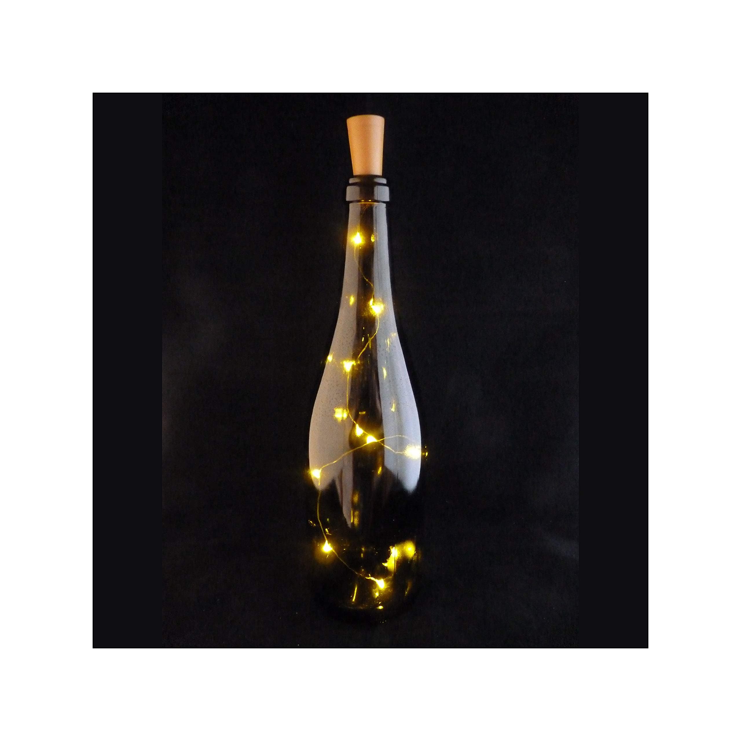 LED Cork with 10 Lights on a String with Bottle Stopper, Lamp, Light, Wedding, Event - Yellow *Bottle NOT Included*