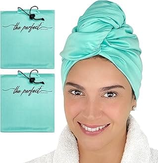 Microfiber Hair Towel Wrap for Women – Large Fast Drying Hair Towel with Patented Clip – Anti-Frizz, Super Absorbent, Silky Smooth Microfiber – Plopping Hair Wrap for Curly & Wavy Hair – 2 Pack