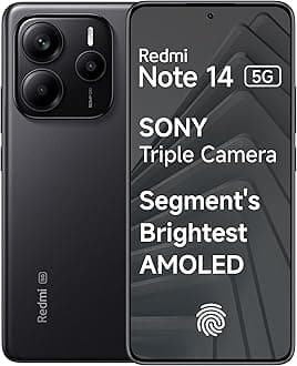 Redmi Note 14 5G (Titan Black, 6GB RAM 128GB Storage) | Global Debut MTK Dimensity 7025 Ultra | 2100 nits Segment Brightest 120Hz AMOLED | 50MP Sony LYT 600 OIS+EIS Triple Camera