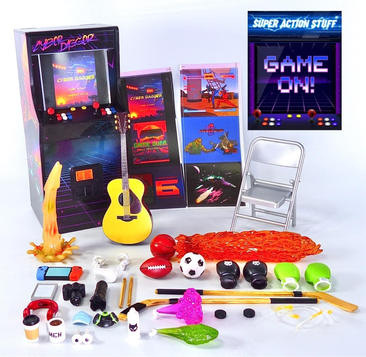 Super Action Stuff Game ON Arcade 1/12 Scale Six Inch Action Figure Accessories Set with LED Light (Cyber Dagger w/Light)