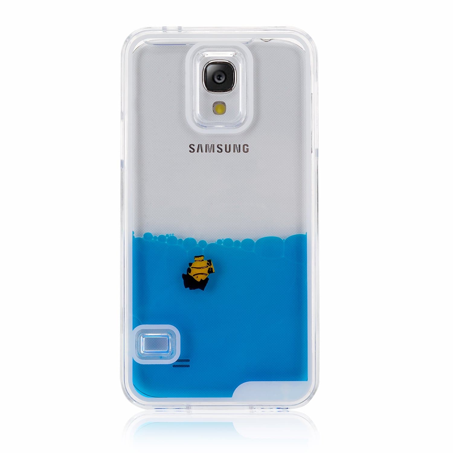 Funny Case for Samsung Galaxy S5, Turpro 3D Dual Layer Hard Crystal Clear Liquid Funny Case with Fish Animals for Samsung Galaxy S5(Blue Fish)