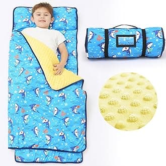 ACRABROSToddler Nap Mat with Pillow and Blanket, Extra Large Rolled Napping Mats,Slumber Bags for Boys Girls,Kids Sleeping Bag for Daycare, Preschool Travel Camping