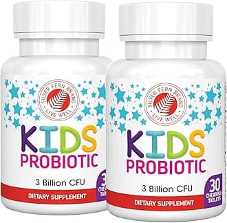 Silver Fern Brand Kids Ultimate Probiotic - 2 Bottles - 30 Chewable Tablets Each - Sugar & Gluten Free - Children's Dietary Supplement - DNA & Survivability Verified - Digestive & Immune Support