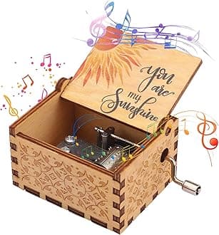 Yukiyi 18 Note You Are My Sunshine Music Box Personalised Mini Music Box Gift Box Laser Engraved Vintage Wood Hand Crank Music Box You Are My Sunshine Gifts Music Boxes Wooden Musical Box Wooden Gift
