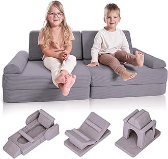ZICOTO Modular Kids Play Couch for Fun Play Time or Comfy Lounging - The Perfect Toddler Sofa to Boost Creativity and Easily Build Magical Forts and More in Your Playroom/Nursery