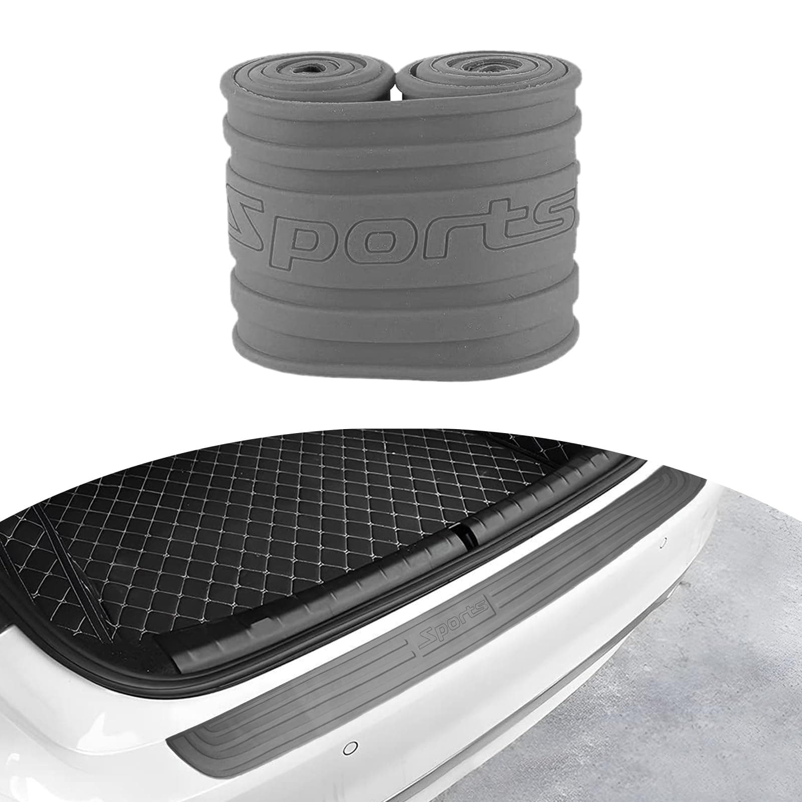 ZicinerCar Rear Bumper Protector Guard, Auto Anti-Scratch Collosion Rubber Trunk Door Entry Guards, Non-Slip Vehicle Bumper Protection Strip, Fit for Most Cars, Vans (35"x2.7", Grey Sport)