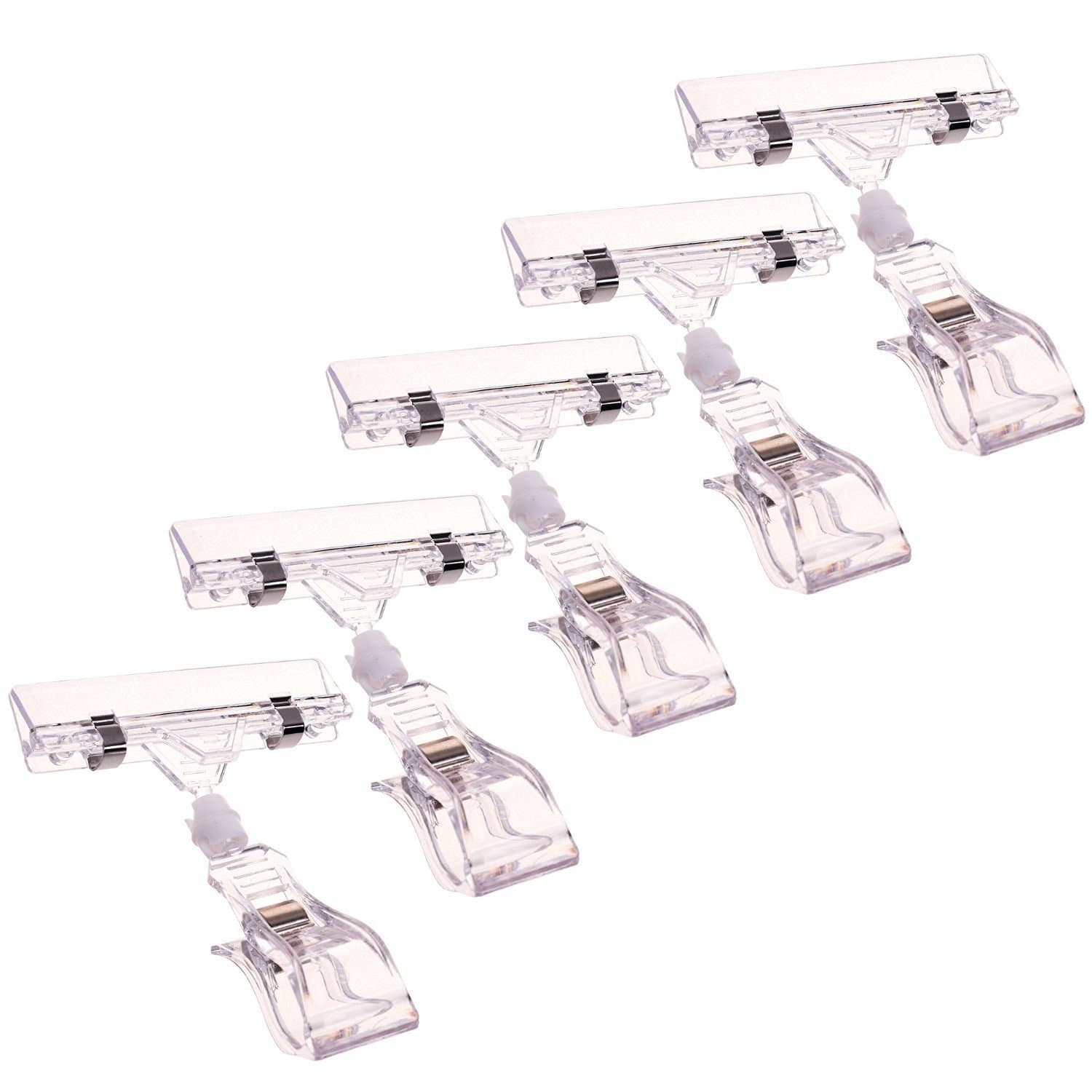 6 Pack Clear POP Adjustable Clip 360 Degree Rotating Clip Retail Sign Holder