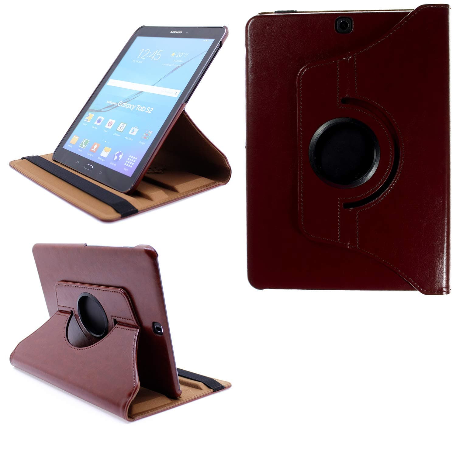 COOVY® 2.0 Case for Samsung Galaxy Tab S2 9.7 SM-T810 SM-T813 SM-T815 SM-T819 360° Rotation Smart Cover Case Stand Auto Alarm Clock/Sleep | Brown