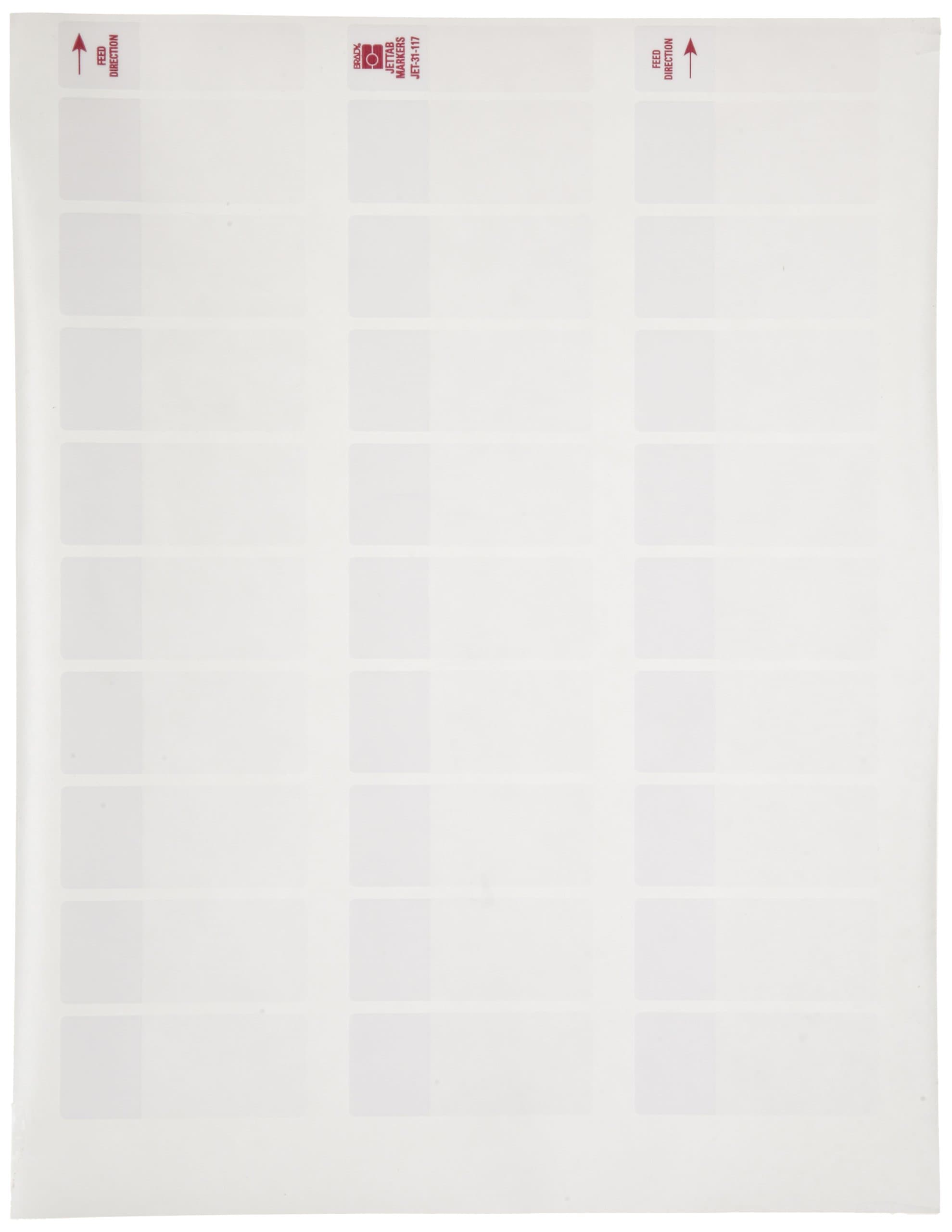 Brady JET-31-117-1 0.95" Width x 2.25" Height, B-117 Self-Laminating Vinyl, White/Translucent Ink Jet Printable Label (Pack of 1000)