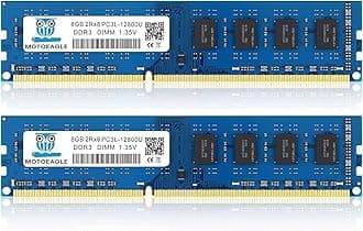 Motoeagle 16GB (2X8GB) PC3L-12800U DDR3L-1600 UDIMM RAM 2Rx8 DIMM DDR3 8GB 1600MHz PC3 12800 SDRAM 240-Pin 1.35V CL11 Non-ECC Desktop PC Memory Kit