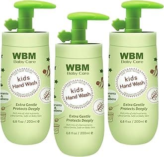 WBM Care Baby Natural Liquid Hand Soap 6.8 oz (Pack of 3) | Gentle Hand Wash with Honey, Wheatgerm & Organic Olive Oil | Moisturizing, Non-Toxic, Safe for Sensitive Skin