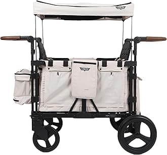 Keenz XC+ 2.0 - Luxury 4 Passenger Stroller Wagon for Kids | Foldable 4 Passenger Quad Seater with Adjustable Canopy | Cream